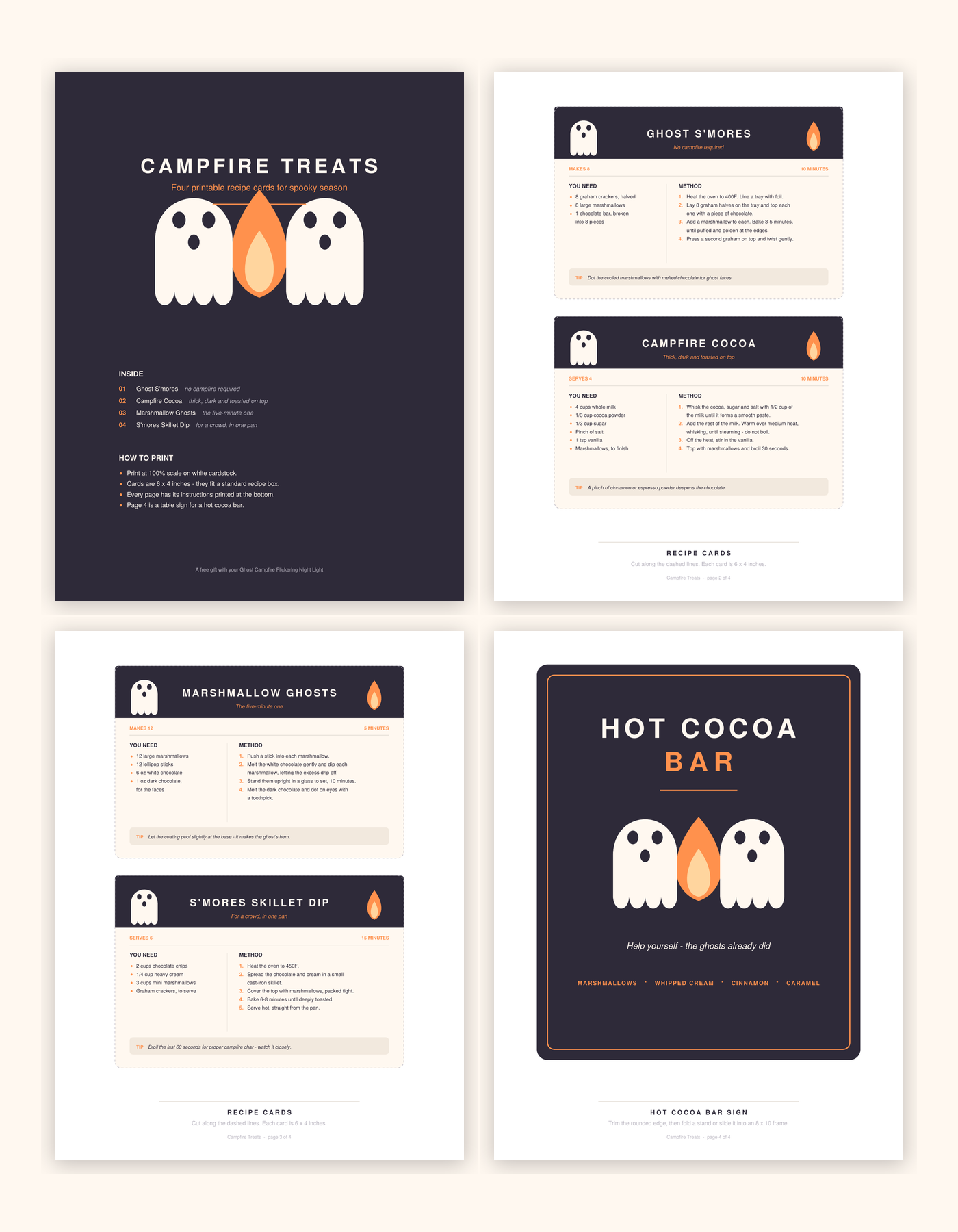 Campfire Treats — Printable Recipe Cards