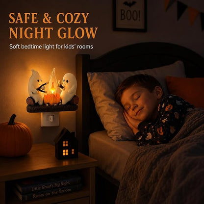 Ghost Campfire Flickering Night Light, Trendy Halloween Decor 2.0