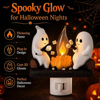 Ghost Campfire Flickering Night Light, Trendy Halloween Decor 2.0