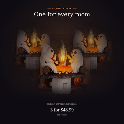 Ghost Campfire Flickering Night Light, Trendy Halloween Decor 2.0